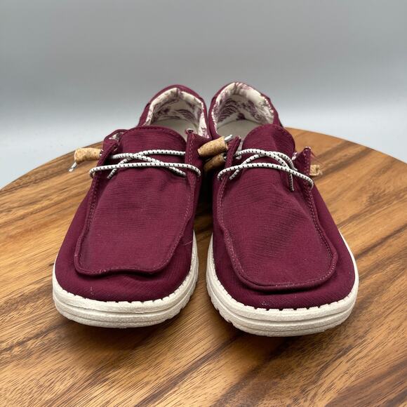 Hey Dude Wendy Shoes Womens Size 9 Red Merlot Casual Comfort Loafer Walking - Picture 2 of 8